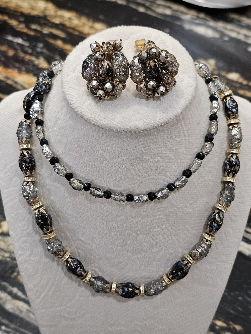Hobe Murano Lampwork Glass Necklace & Clip Earring Set